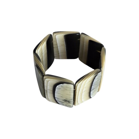 Horn Bracelet Stretch Wide Beaded Statement Elastic Bracelet - Picture 5 of 8